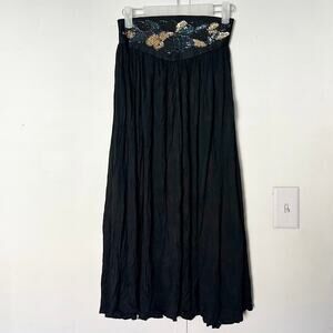 Black Sequin 90's Maxi Skirt